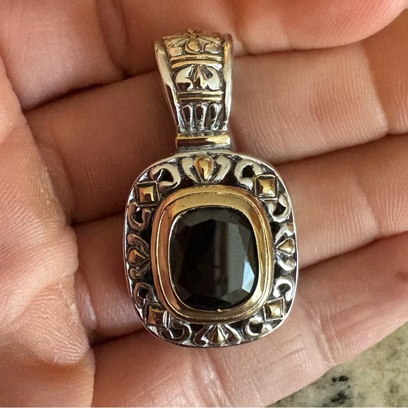 John Medeiros Nouveau Slider Charm two toned pendant Rhodium 14K gold coating - Picture 2 of 12